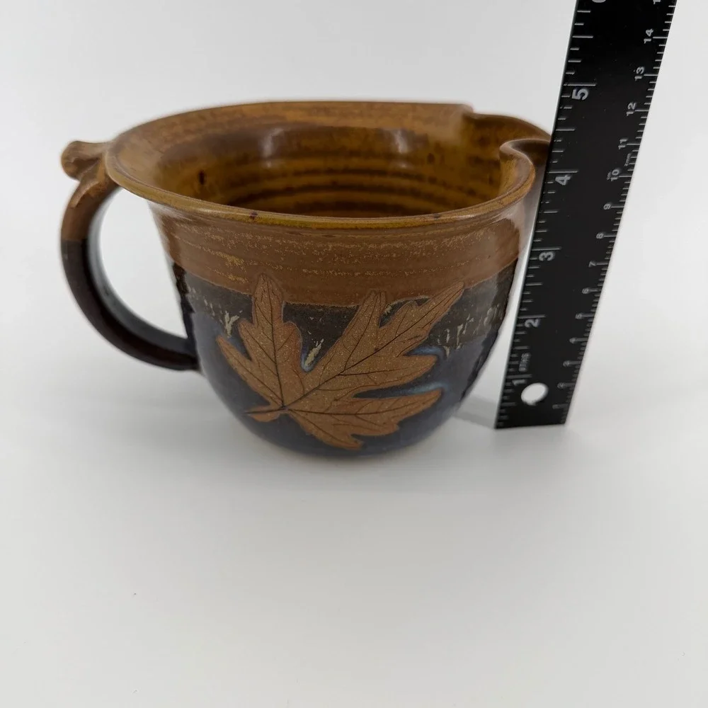 Handmade Pottery Pitcher Maple Leaf Design 2006‎ Alcwine Pottery